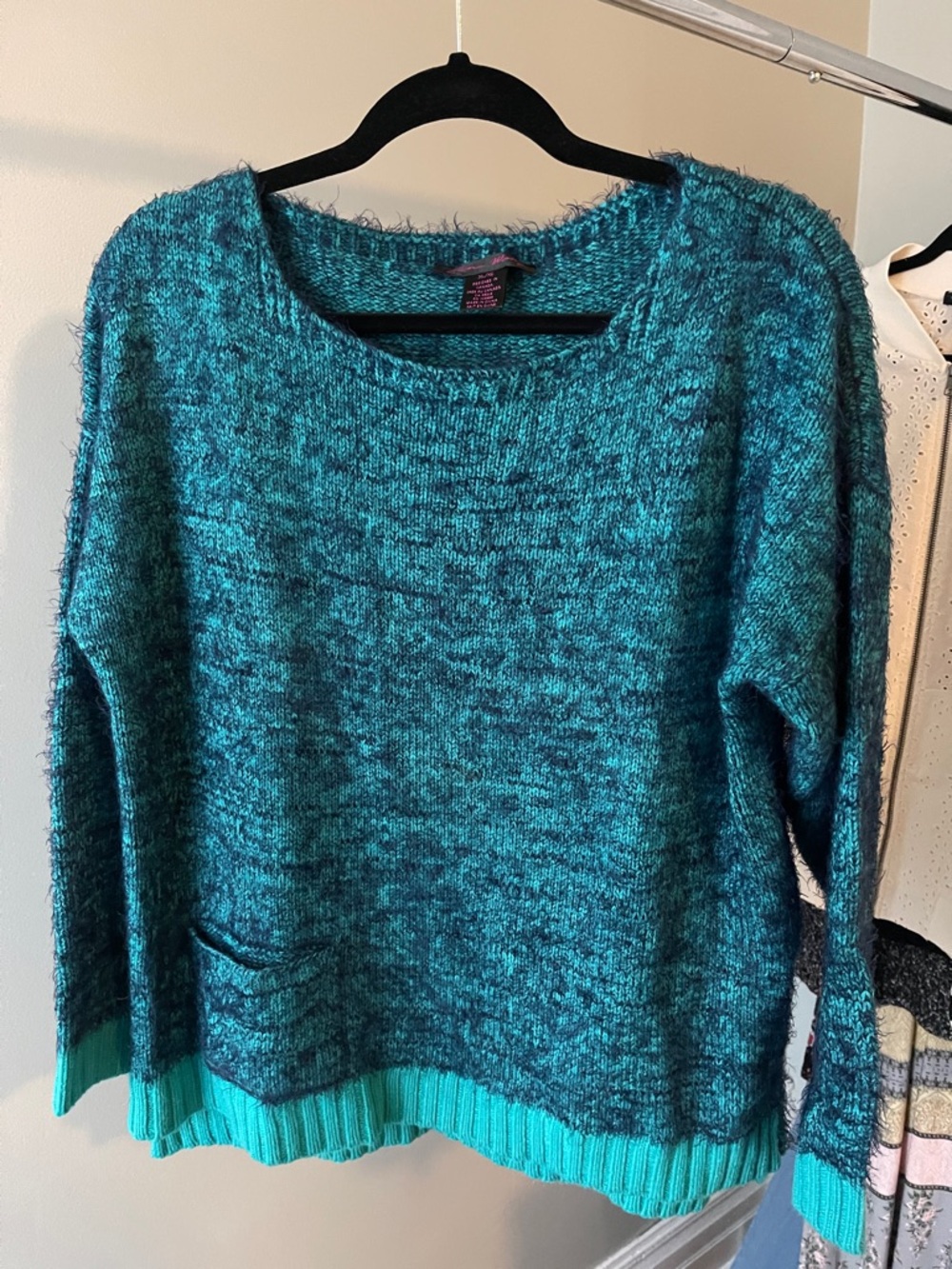 Women’s Scoop-Neck Knit Sweater in Teal Marled